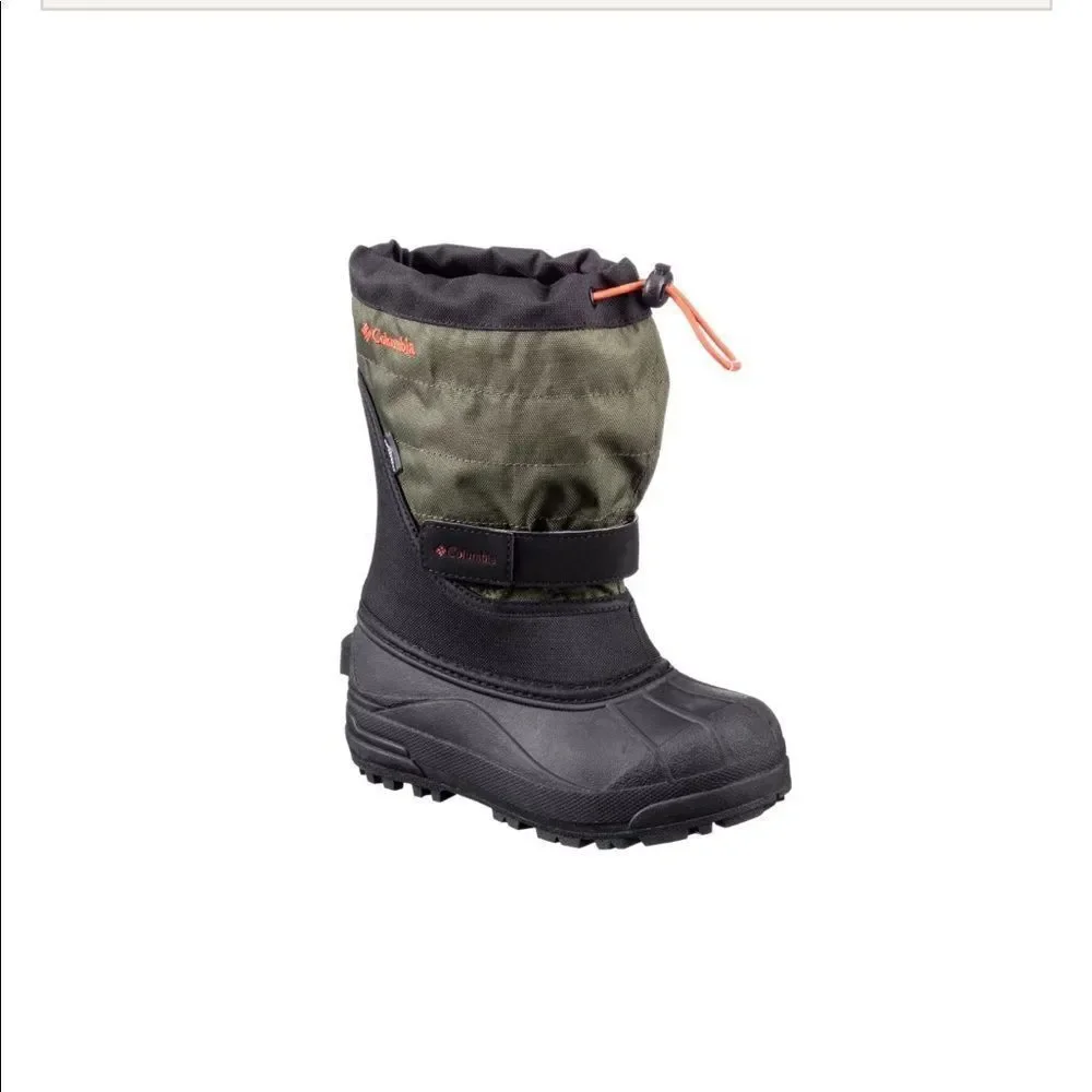 Columbia | Infants Kids Powderbug Plus II Waterproof Pac Boots Green Black | 4